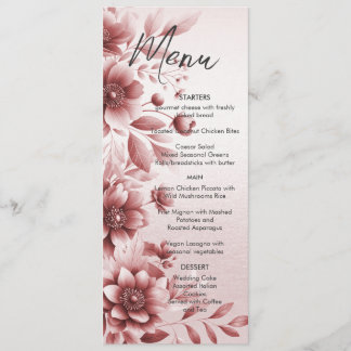 Dusty Rose Floral Wedding Menu