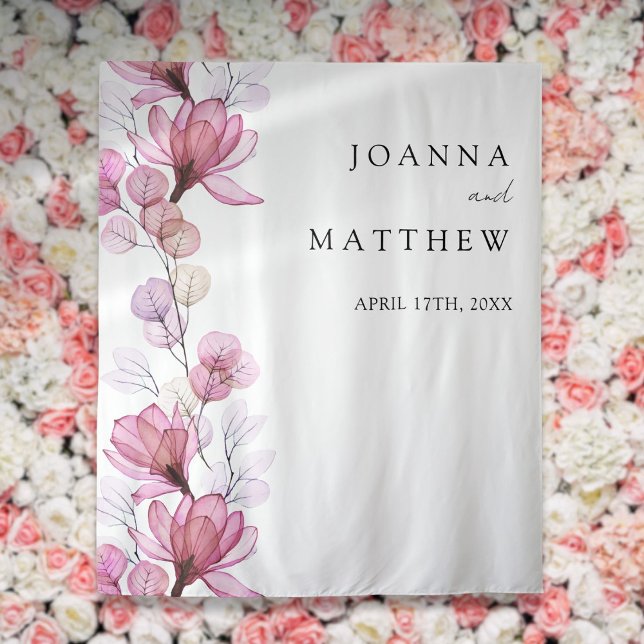 Dusty Rose Floral Wedding Photo Booth Backdrop Tapestry (Dusty Rose Floral Wedding Photo Booth Backdrop)