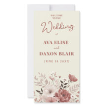 Dusty Rose Floral Wedding Program Card