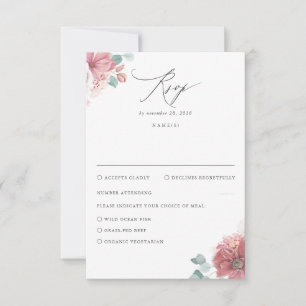 Dusty Rose Floral Wedding RSVP