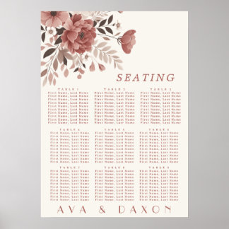 Dusty Rose Floral Wedding Seating Chart Poster