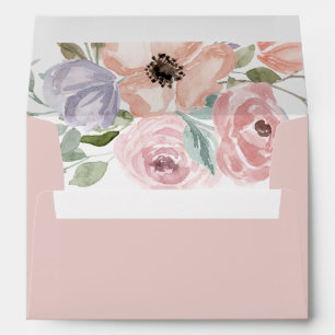 Dusty Rose Florals Wedding Invitation Envelope