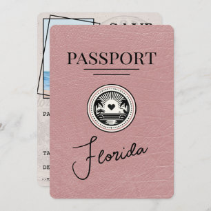 Dusty Rose Florida Passport Save The Date