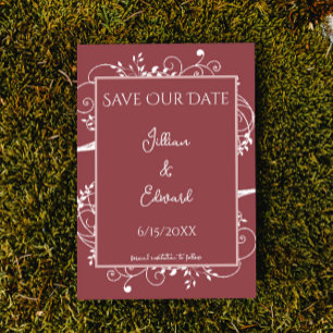 Dusty Rose Flourish Save The Date Announcement