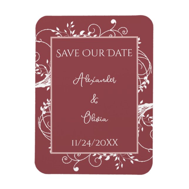 Dusty Rose Flourish Save The Date Magnet (Vertical)