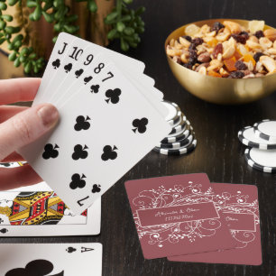 Dusty Rose Flourish Wedding Favour Playing Cards