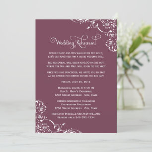 Dusty Rose Flourish Wedding Rehearsal Invitation