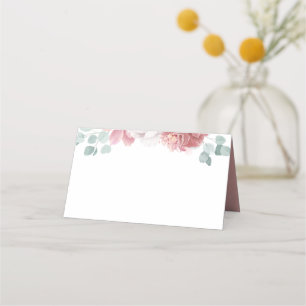 Dusty Rose Flowers Elegant Romantic Wedding Place Card