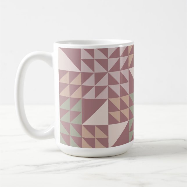 Dusty Rose Geometric Quilt Pattern Coffee Mug (Left)