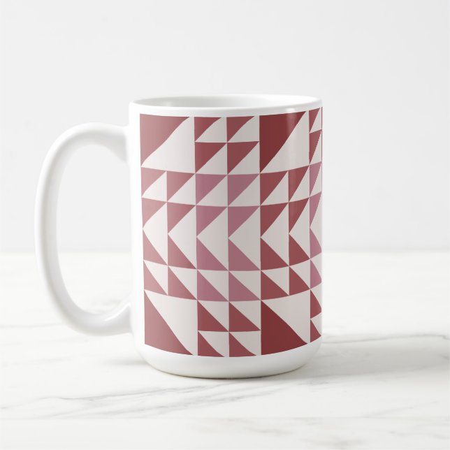 Dusty Rose Geometric Quilt Pattern Coffee Mug (Left)
