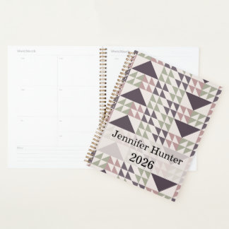 Dusty Rose Geometric Quilt Pattern Planner