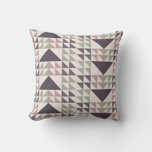 Dusty Rose Geometric Quilt Pattern Throw Pillow