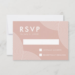 Dusty Rose Geometric Swirl Wedding RSVP Card