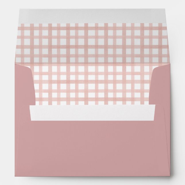 Dusty Rose Gingham Envelope with Liner Pattern (Back (Bottom))