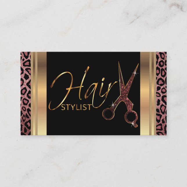 Dusty Rose Glitter Hair Stylist Business Card (Front)