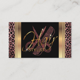 Dusty Rose Glitter Hair Stylist Design Business Card