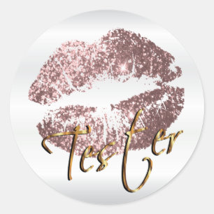 Dusty Rose Glitter Lips 3 - Tester Classic Round Sticker