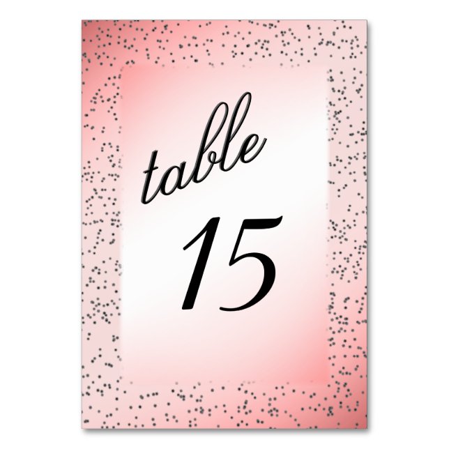 Dusty Rose Glitter Table Number (Front)