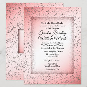 Dusty Rose Glitter Wedding Invitation