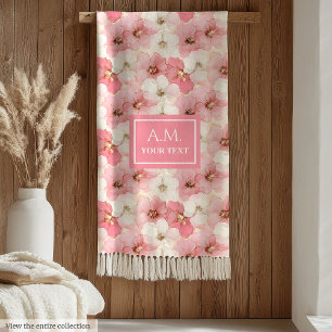 Dusty Rose Gold Custom Name Floral Cosy Blanket