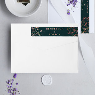 Dusty Rose Gold Emerald Green Wreath Wedding Wrap Around Label