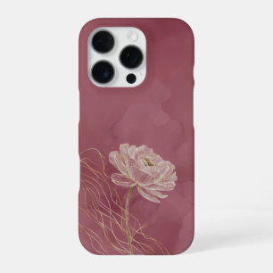 Dusty Rose Gold Floral Line Art Elegant iPhone 16 Pro Case