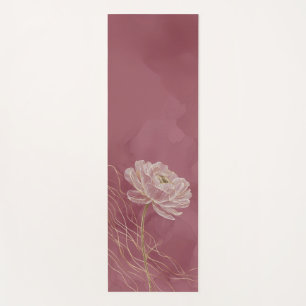 Dusty Rose Gold Floral Line Art Elegant Yoga Mat