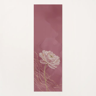Dusty Rose Gold Floral Line Art Elegant Yoga Mat