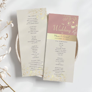 Dusty Rose Gold Floral Wedding  Program