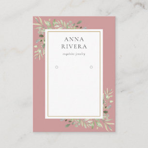 Dusty Rose Gold Greenery Earring Display Card