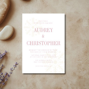 Dusty Rose Gold Guiet Snowflake Christmas Wedding Invitation