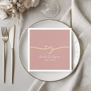 Dusty Rose Gold Heart Minimalist Wedding Napkin