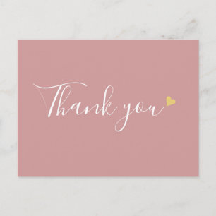 Dusty Rose Gold Heart Script Business Thank You Postcard