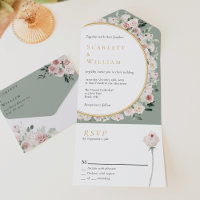 Dusty Rose Gold Sage Green Vintage Floral Wedding