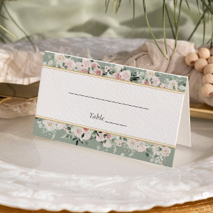 Dusty Rose Gold Sage Green Vintage Wedding Place Card