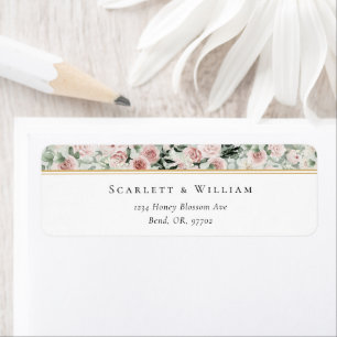 Dusty Rose Gold Sage Green  Wedding Return Address Label