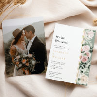 Dusty Rose Gold Sage Vintage Photo We're Engaged