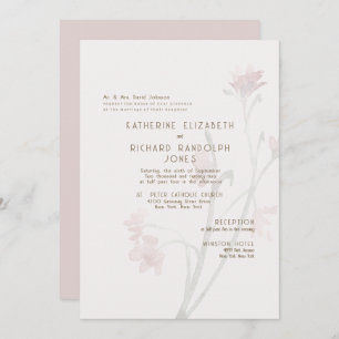 Dusty Rose Gold Text 2 Venue Wedding Invitation