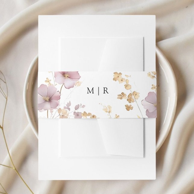 Dusty Rose & Gold Wildflower Floral Wedding  Invitation Belly Band (Creator Uploaded)