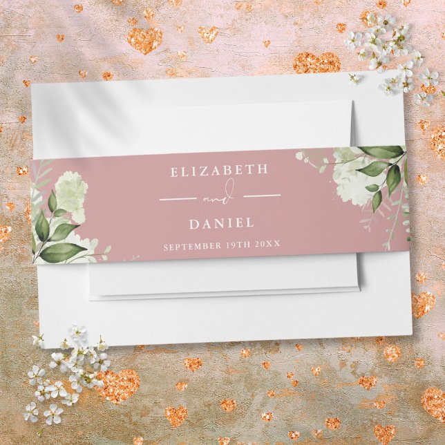 Dusty Rose Greenery Floral Wedding Invitation Invitation Belly Band (Dusty Rose Greenery Floral Wedding Invitation Invitation Belly Band)