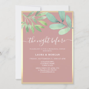 Dusty Rose Greenery Rehearsal Dinner Invitation
