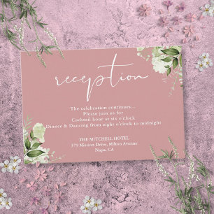 Dusty Rose Greenery Script Wedding Reception Enclosure Card