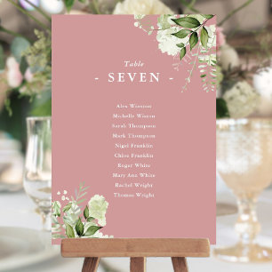 Dusty Rose Greenery Seating Plan Table Number
