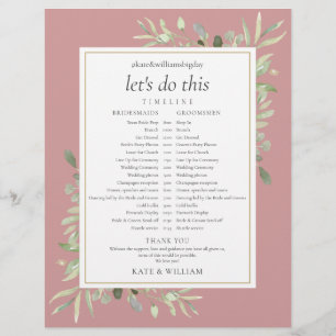 Dusty Rose Greenery Wedding Schedule Timeline