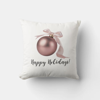 DUSTY ROSE HOLIDAY ORNAMENT THROW PILLOW