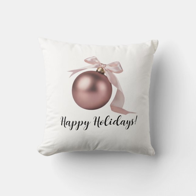 DUSTY ROSE HOLIDAY ORNAMENT THROW PILLOW (Front)