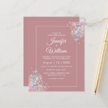 Dusty Rose Holographic Glitter Wedding Invitation