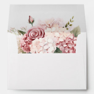 Dusty Rose Hydrangea Printed Wedding Envelope