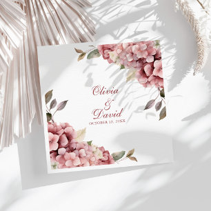Dusty Rose Hydrangea Wedding Napkins 