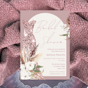 Dusty Rose & Ivory Boho Floral Dress Bridal Shower Invitation